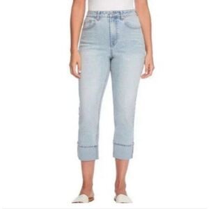 NWT FRYE Jeans Sz 6/28 High Rise Straight Leg Cuffed Uncuffed Stevie Light Wash